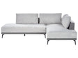 Left Hand Corner Sofa Grey Polyester Faux Leather Steel Legs Cushions Living Room Beliani