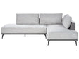 Left Hand Corner Sofa Grey Polyester Faux Leather Steel Legs Cushions Living Room Beliani