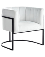 Armchair White Velvet Metal Black Frame Accent Chair Glamour Style Living Room Dining Room Beliani