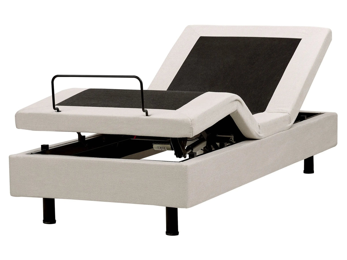 Electric Bed Light Beige Polyester EU Small Single 2ft6 Remote Control Adjustable without Headboard Beliani