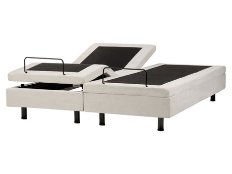 Electric Bed Beige Polyester EU King Size 5ft3 Remote Control Adjustable without Headboard Beliani