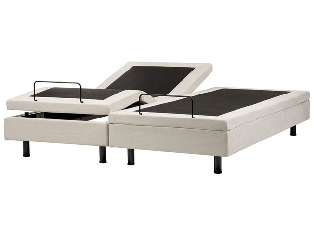 Electric Bed Beige Polyester EU Super King Size 6ft Remote Control Adjustable without Headboard Beliani