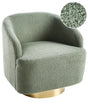 Armchair Light Green Boucle Fabric Soft Nubby Gold Base Swivel 360 Retro Glam Art Decor Style Beliani