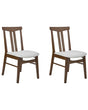 Set of 2 Dining Chairs Dark Rubberwood Frame Grey Fabric Seat Armless Retro Traditional Design Beliani