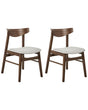 Set of 2 Dining Chairs Dark Rubberwood Frame Grey Fabric Seat Armless Retro Design Beliani