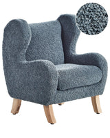 Chair Dark Blue Boucle Upholstery with Armrests Nursery Furniture Seat for Children Modern Design Beliani