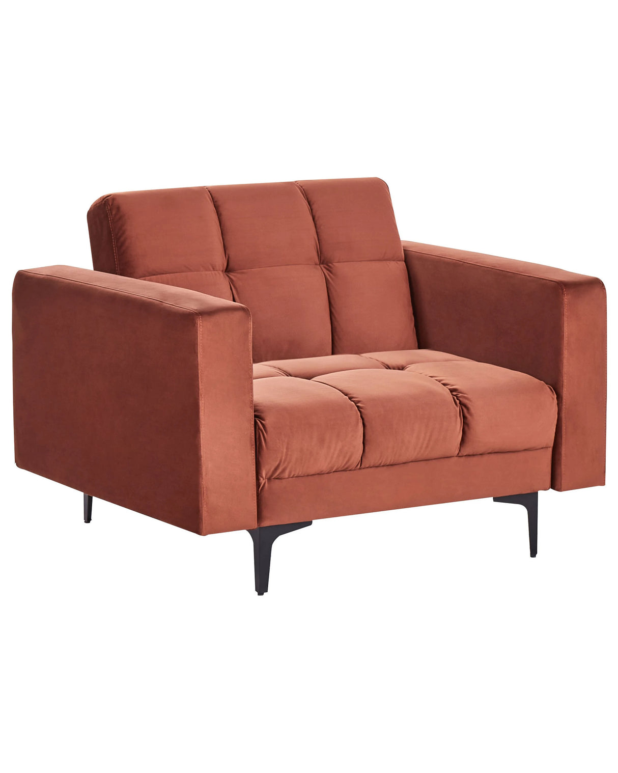 Armchair Red Velvet Fabric Upholstery Reclining Backrest 3 Positions Beliani