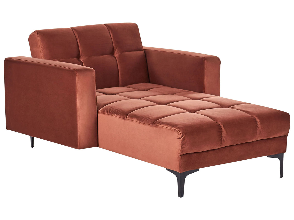 Chaise Lounge Red Velvet Fabric Upholstery Reclining Backrest 3 Positions Beliani