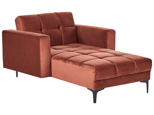 Chaise Lounge Red Velvet Fabric Upholstery Reclining Backrest 3 Positions Beliani