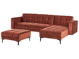 Left Hand Corner Sofa with Ottoman Red Velvet Fabric Upholstery Reclining Backrest 3 Positions Click-Clack Beliani