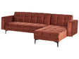 Left Hand Corner Sofa with Ottoman Red Velvet Fabric Upholstery Reclining Backrest 3 Positions Click-Clack Beliani