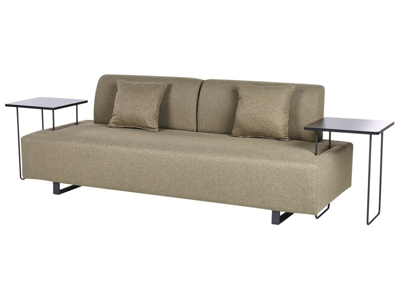 Sofa with Side Tables Green Polyester 3 Seater Removable Armrests and Backrest with 2 Side Tables Beliani