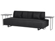 Sofa with Side Tables Black Polyester 3 Seater Removable Armrests and Backrest with 2 Side Tables Beliani