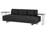 Sofa with Side Tables Black Polyester 3 Seater Removable Armrests and Backrest with 2 Side Tables Beliani