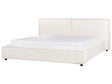 EU Super King Size Bed Off-White Fabric Upholstery 6ft Slatted Base with Thick Padded Headboard Footboard Beliani