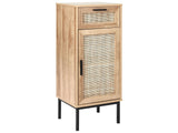 Bathroom Cabinet Light Brown Particle Board Rattan Front Braid 40 x 92 cm Boho Design Beliani