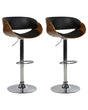 Set of 2 Bar Stools Dark Wood with Black Faux Leather Seat Footstools Swivel Gas Lift Adjustable Height Modern Beliani