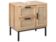 Bathroom Cabinet Light Brown Particle Board Rattan Front Braid 60 x 60 cm Boho Design Beliani