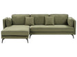 Corner Sofa Green Upholstery Polyester Metal Legs Pillow Backrest Scatter Cushions Modern Design Beliani