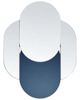 Wall Mirror Blue and Silver Glass and MDF 60 x 80 cm Irregular Round Shape Modern Style Living Room Hallway Beliani