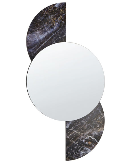 Wall Mirror Black and Silver Glass and MDF 50 x 100 cm Irregular Round Shape Modern Style Living Room Hallway Beliani