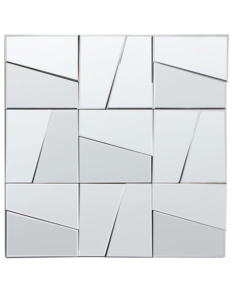 Wall Mirror Silver Glass and MDF 80 x 80 cm Square Shape Modern Style Living Room Hallway Beliani