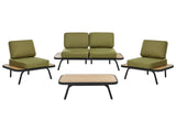 4 Piece Garden Set Olive Green Certified Acacia Wood Aluminium Frame Cushions Chairs Bench Coffee Table 4 Seater Beliani