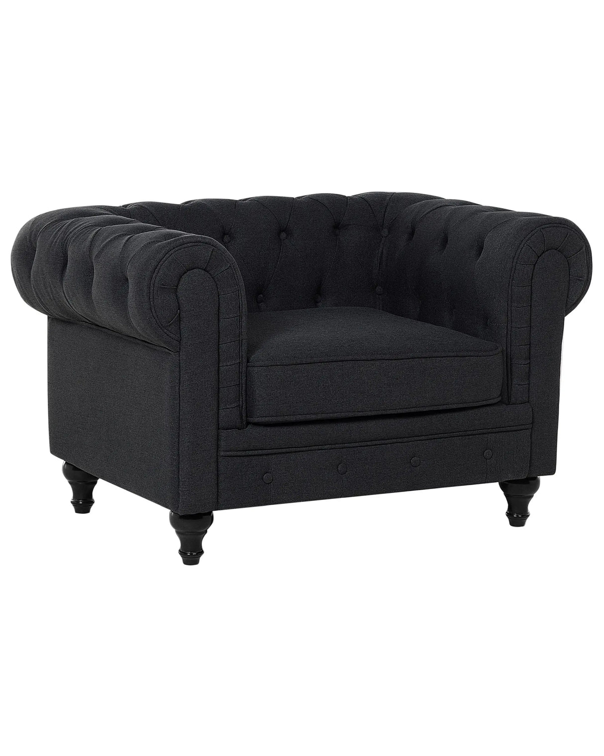Chesterfield Armchair Graphite Grey Upholstery Dark Wood Legs Contemporary Beliani
