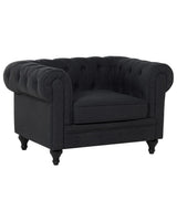 Chesterfield Armchair Graphite Grey Upholstery Dark Wood Legs Contemporary Beliani