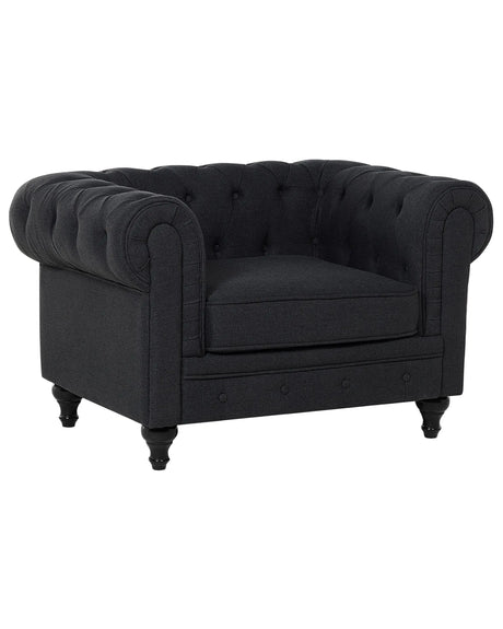 Chesterfield Armchair Graphite Grey Upholstery Dark Wood Legs Contemporary Beliani