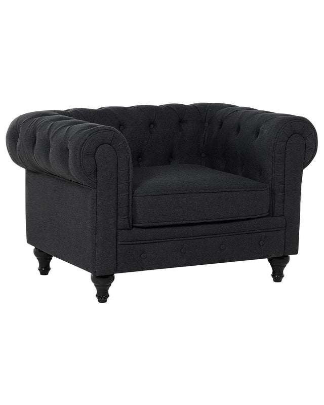 Chesterfield Armchair Graphite Grey Upholstery Dark Wood Legs Contemporary Beliani