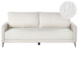 Sofa Bed White Fabric Boucle Upholstered 3 Seater Pull Out Bed Metal Legs Minimalist Sleeping Function Beliani