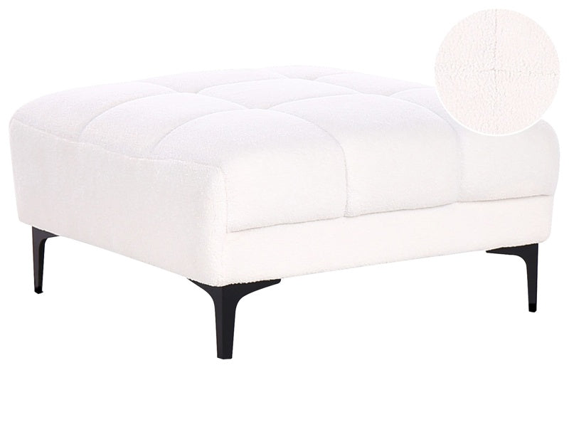 Ottoman White Boucle 80 x 88 x 41 cm Footrest Sofa End Beliani