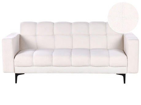 Sofa White Boucle Upholstery Reclining Backrest 3 Positions Beliani