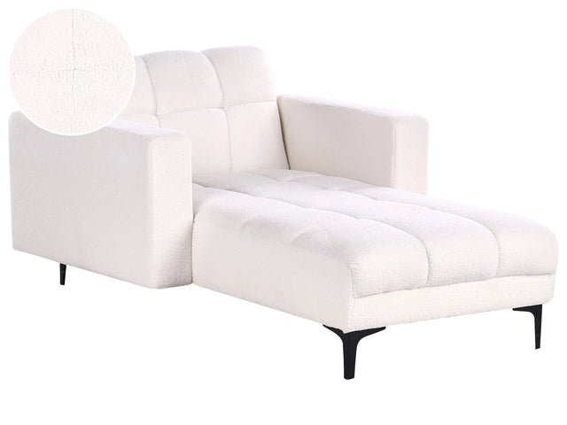 Chaise Lounge White Boucle Upholstery Reclining Backrest 3 Positions Beliani