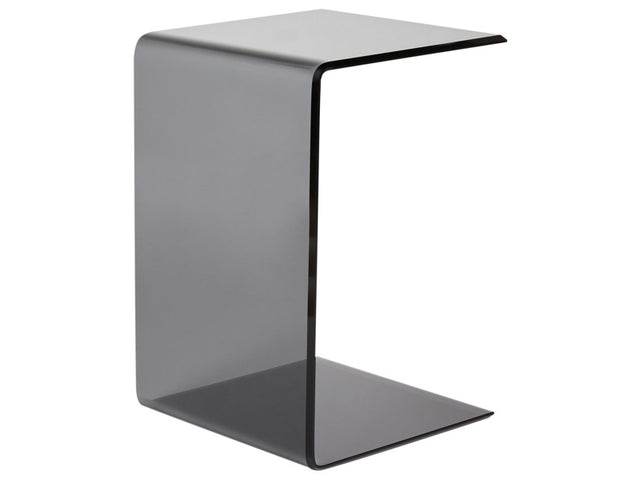 Side End Table Semi-Transparent Black Glass 40 x 61 cm Cantilever Minimalist Beliani