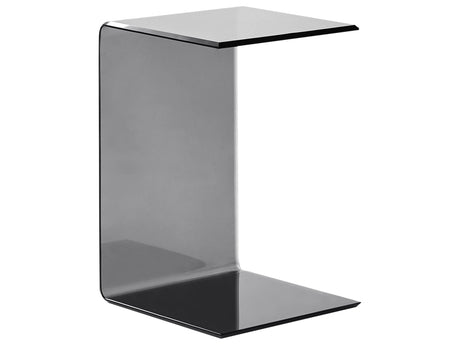 Side End Table Semi-Transparent Black Glass 40 x 61 cm Cantilever Minimalist Beliani