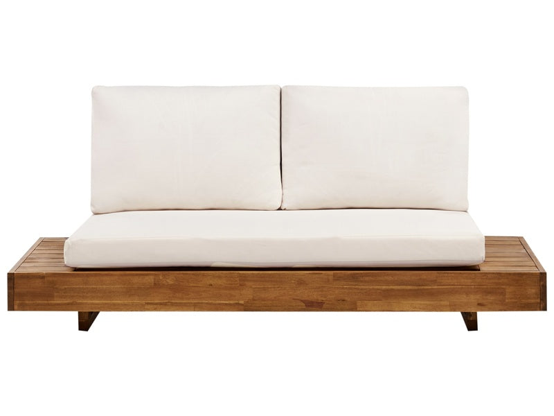 Garden Sofa Light Wood Certified Acacia Outdoor 2 Seater with Cushions Modern Mediterranean Design Beliani