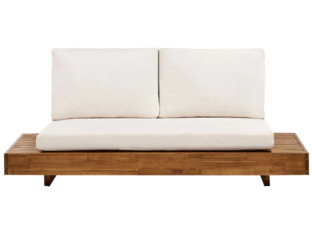 Garden Sofa Light Wood Certified Acacia Outdoor 2 Seater with Cushions Modern Mediterranean Design Beliani