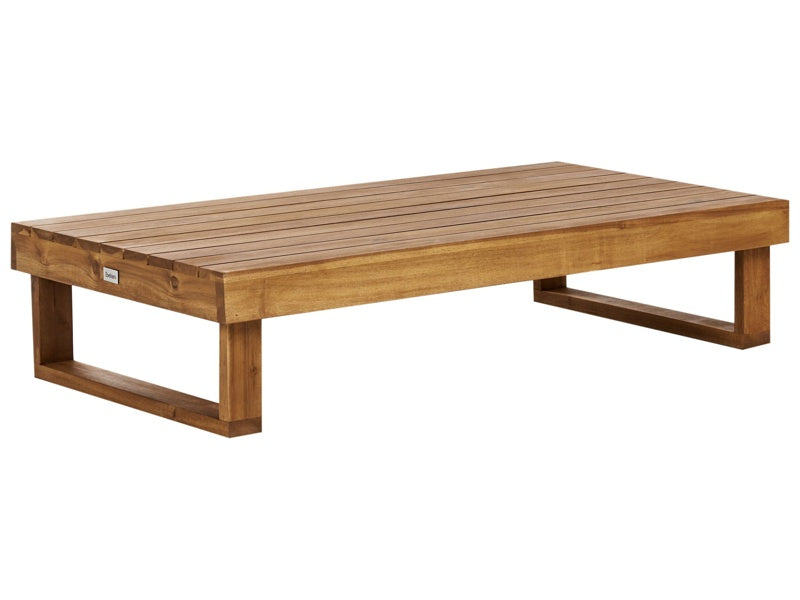 Garden Coffee Table Light Certified Acacia Wood 110 x 60 cm Outdoor Modern Design Patio Balcony Beliani