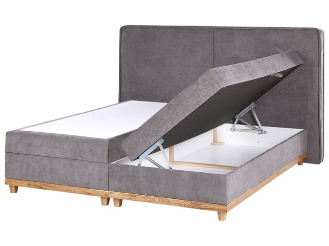 EU King Size Divan Bed with Storage 6ft Taupe Upholstery with Bonell Spring Mattress Beliani