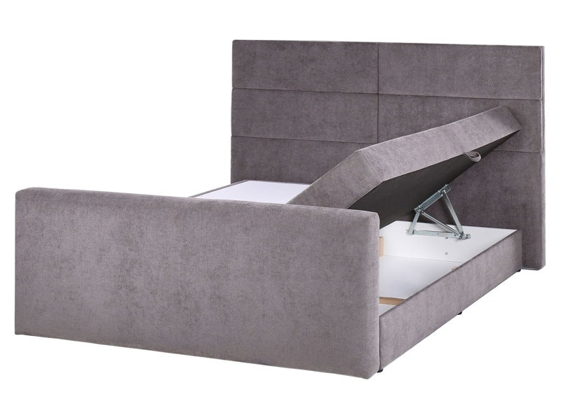 EU King Size Divan Bed with Storage Taupe 5ft3 with Bonell Spring Mattress Beliani