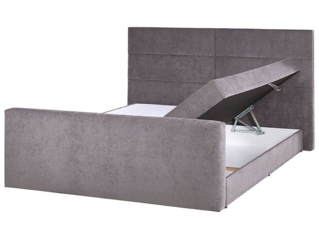 EU Super King Size Divan Bed with Storage Taupe Fabric 6ft with Bonell Spring Mattress Beliani