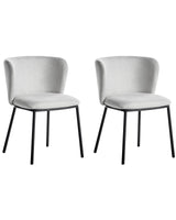 Set of 2 Dining Chairs Light Grey Polyester Upholstery Black Metal Legs Armless Curved Backrest Modern Contemporary Design Beliani