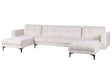 5 Seater U-Shaped Sofa White Boucle Upholstery Reclining Backrest 3 Positions Click-Clack Beliani