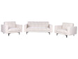 Living Room SetWhite Boucle Upholstery 3 Seater and 2 Armchairs Reclining Backrest 3 Positions Click-Clack Beliani