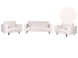 Living Room SetWhite Boucle Upholstery 3 Seater and 2 Armchairs Reclining Backrest 3 Positions Click-Clack Beliani