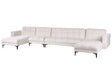 6 Seater U-Shaped Sofa White Boucle Upholstery Reclining Backrest 3 Positions Click-Clack Beliani