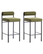 Set of 2 Bar Chairs Green Polyester Upholstery Black Metal Legs Armless Stools Roll Backrest Modern Dining Room Kitchen Beliani