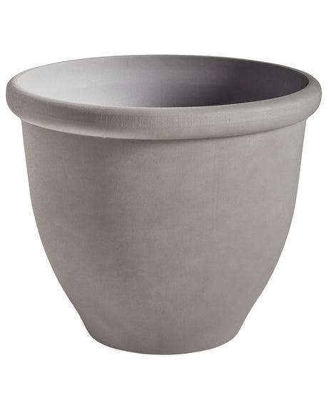 Plant Pot Planter Solid Grey Stone Mixture Polyresin Matt Outdoor Resistances Round ⌀ 49 cm All-Weather Beliani